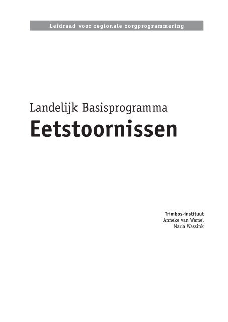 Landelijk Basisprogramma Eetstoornissen - GGZ-richtlijnen