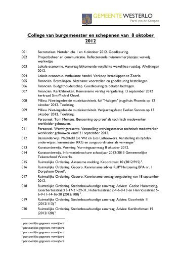 20121008 cbs verslag openbaar - Gemeente Westerlo