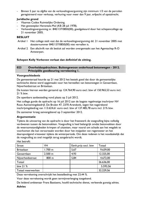 20121008 cbs verslag openbaar - Gemeente Westerlo