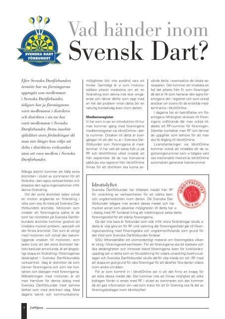 DARTNEWS - Stockholms Dartförbund