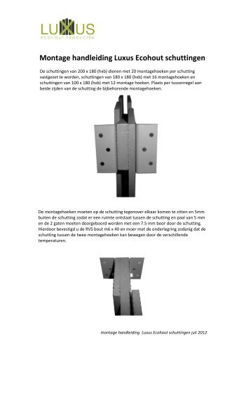 Montage handleiding Luxus Ecohout schuttingen