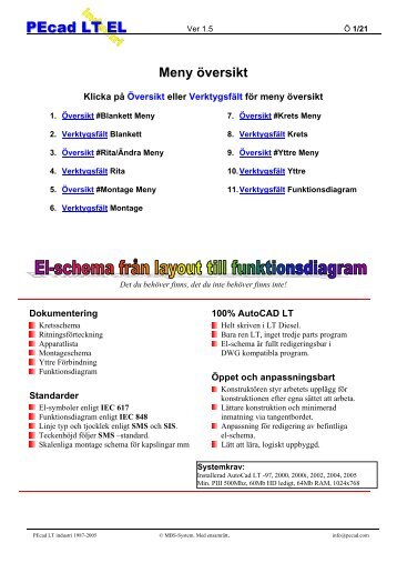 PEcad LT versikt Manual - PEcad LT EL industri, el schema ...