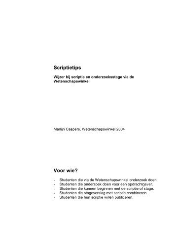 'Wijzer bij scriptie en onderzoeksstage' (PDF 98KB)