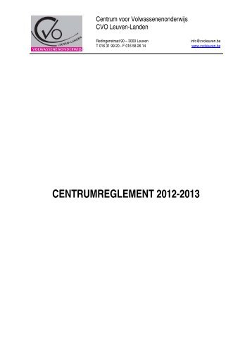 CENTRUMREGLEMENT 2012-2013 - CVO Leuven-Landen