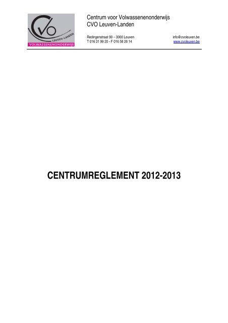 CENTRUMREGLEMENT 2012-2013 - CVO Leuven-Landen