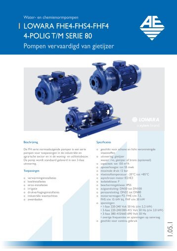 Lowara centrifugaalpompen Serie: FHE 4-polig - Van der Ende Groep