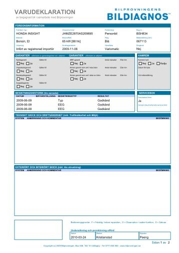 VARUDEKLARATION - Bilprovningen