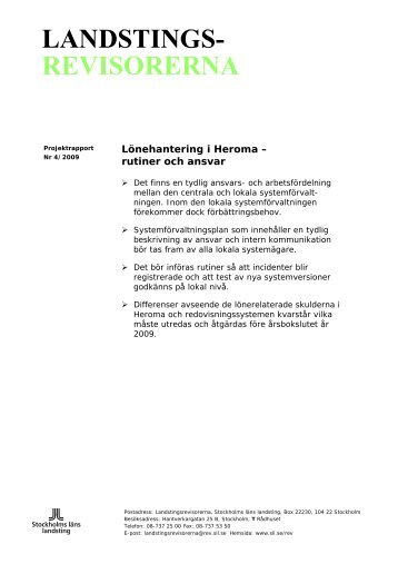 Rapport 4/2009 - Stockholms läns landsting