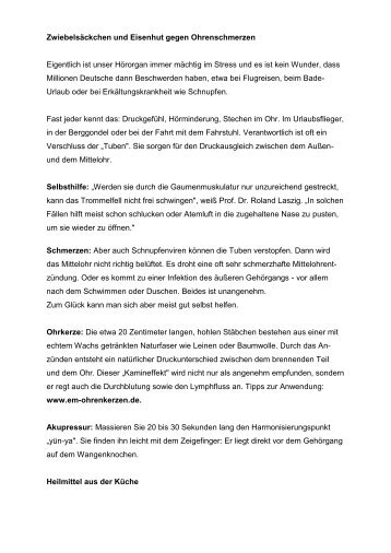 Zwiebelsäckchen und Eisenhut gegen Ohrenschmerzen Eigentlich ...