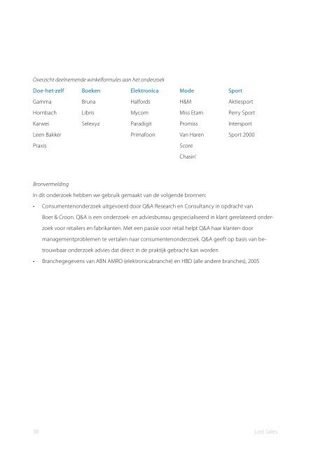 lost sales - Q&A Research & Consultancy