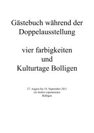 Gästebuch während der Doppelausstellung vier farbigkeiten und ...