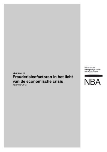 NBA Alert 'Frauderisicofactoren in het licht van de economische crisis'