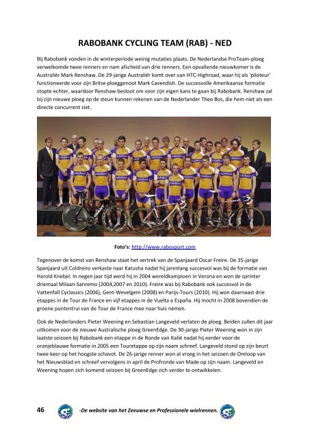 -De website van het Zeeuwse en Professionele wielrennen.