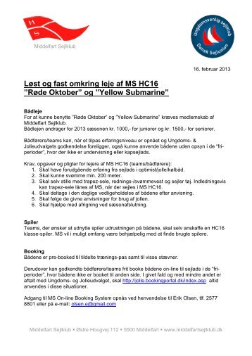 Udlejningsregler MS Hobie Cat 16 RO og YS 2013.pdf - Middelfart ...