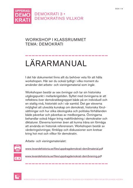 LÄRARMANUAL - Forum för levande historia