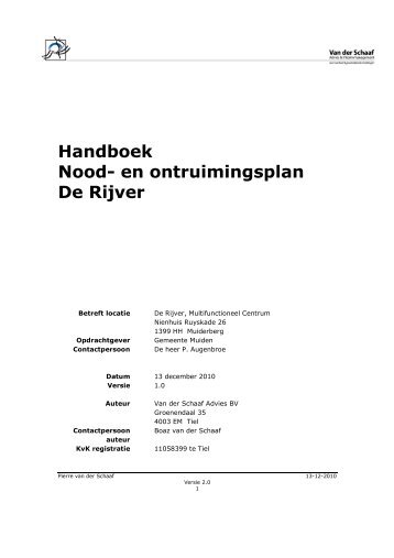 Handboek Nood- en ontruimingsplan De Rijver