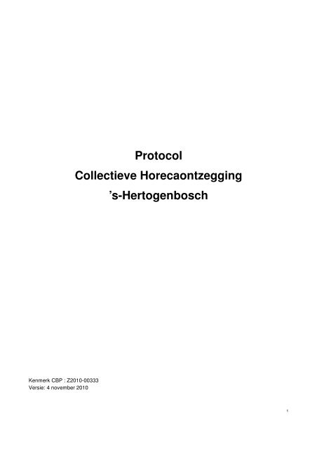 Protocol - Koninklijke Horeca Nederland Afdeling Rosmalen