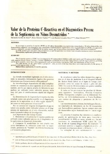 Valor de la Proteina C-Reactiva en el Diagnóstico Precoz de la ...