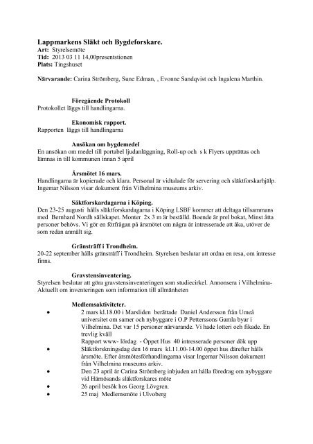 Las Protokoll Lappmarkens Slakt Och Bygdeforskare