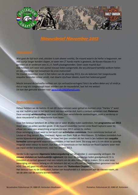 Nieuwsbrief November 2012 - Rotterdam Chapter