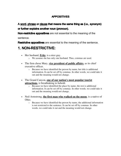 pic Sentence With An Appositive appositive phrases
