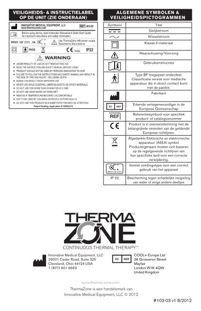 Gebruiks- en veiligheidsinstructies voor uw unit voor ... - ThermaZone