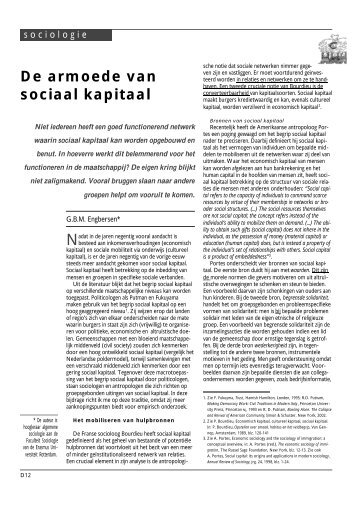 (2003) 'De armoede van sociaal kapitaal.' - Godfried Engbersen