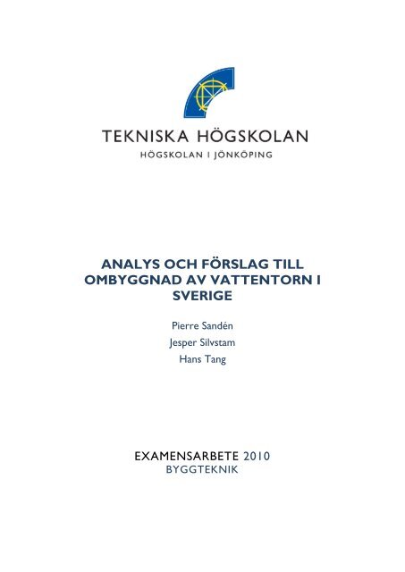 analys och förslag till ombyggnad av vattentorn i sverige - Skånska ...