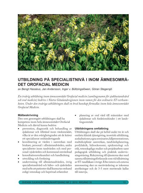 nr 2 2010.pdf - Svensk förening för Orofacial Medicin