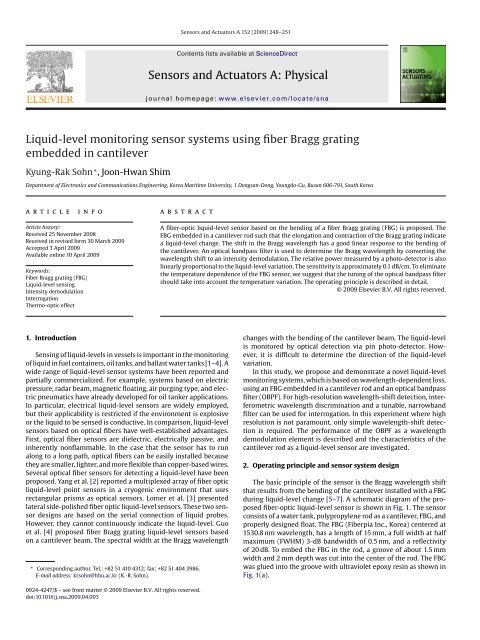 Sensors and Actuators A: Physical Liquid-level monitoring sensor ...