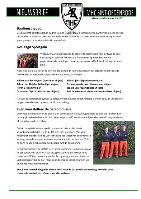 Nieuwsbrief 3 - 2012 - MHC Sint-Oedenrode