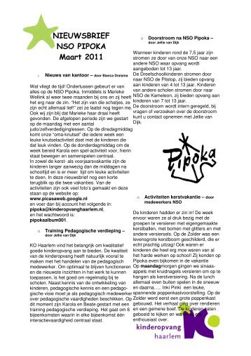 NIEUWSBRIEF NSO PIPOKA Maart 2011 - Kinderopvang Haarlem