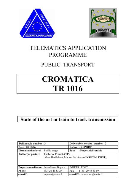 STATE OF THE ART IN TRAIN TO TRACK TRANSMISSION