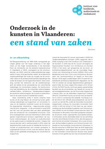 Onderzoek in de kunsten, een stand van zaken - DeWereldMorgen.be