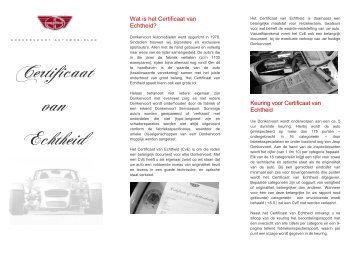 Certificaat van Echtheid - Donkervoort Automobielen BV