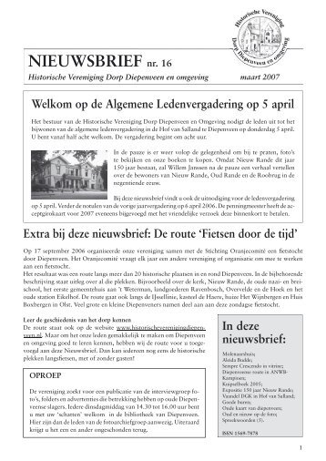 Nieuwsbrief nr 16.indd - Historische Vereniging Diepenveen