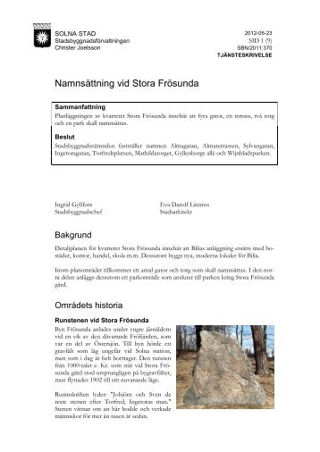 Namnsättning vid Stora Frösunda (PDF, 2 MB) - Solna stad