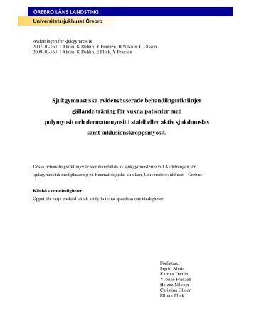 Riktlinjer för Myositer från Örebro