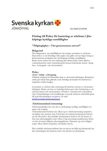 Policy för hantering av mobiltelefoner inom Landstinget