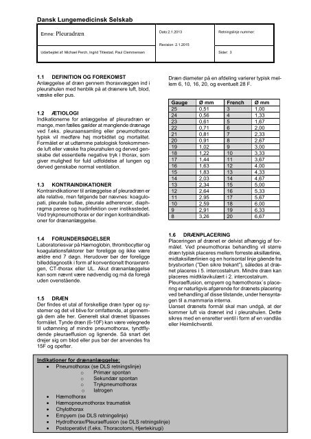 Pleuradræn - Dansk Lungemedicinsk Selskab