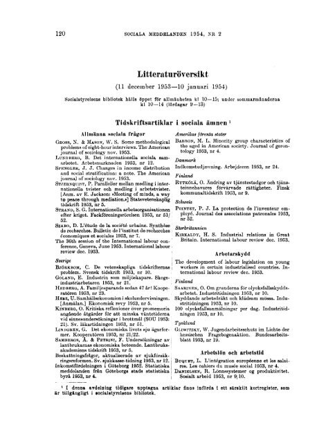 Sociala meddelanden. 1954: 1-6 (pdf) - Statistiska centralbyrån