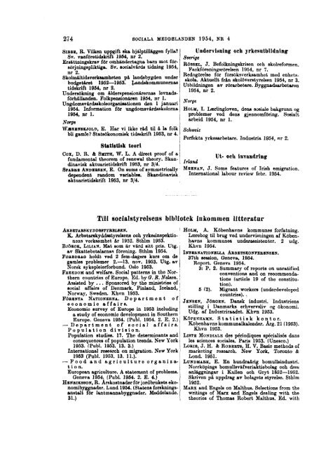 Sociala meddelanden. 1954: 1-6 (pdf) - Statistiska centralbyrån