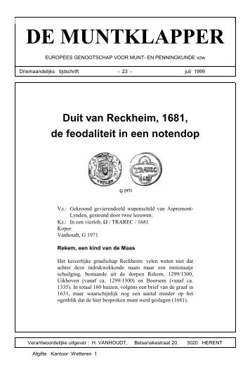 Duit van Reckheim, 1681, de feodaliteit in een notendop (51 ... - Egmp