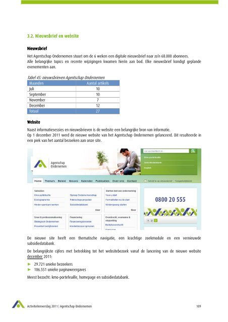 Werking van het Agentschap Ondernemen & vastleggingen op