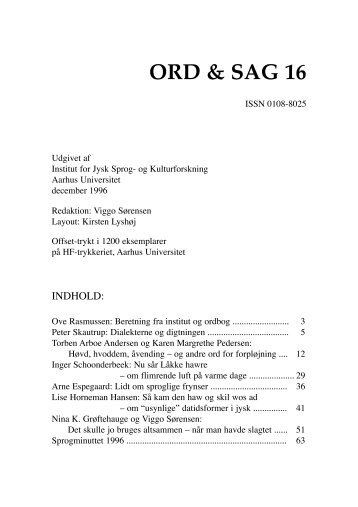 ORD & SAG 16 - Peter Skautrup Centeret - Aarhus Universitet