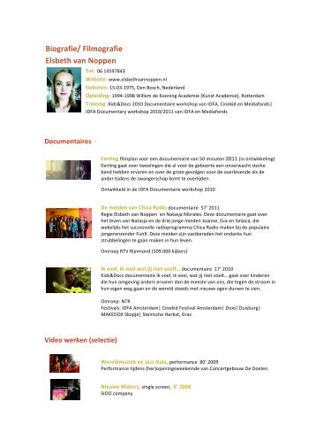 Biografie/ Filmografie Elsbeth van Noppen