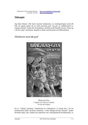 Sidospår Hinduism med en gud - Jan Leidenhed