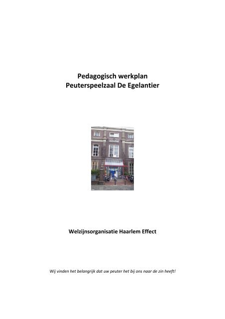 Werkplan peuterspeelzaal De Egelantier - Haarlem Effect