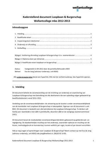 Kaderstellend document Loopbaan & Burgerschap Wellantcollege ...