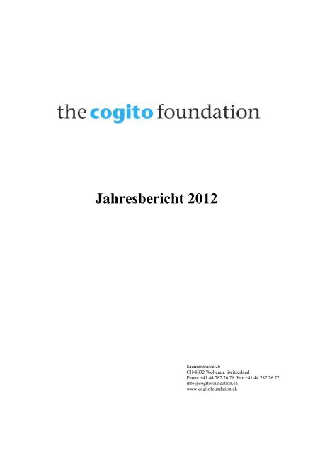 Jahresbericht 2012 - Cogito Foundation